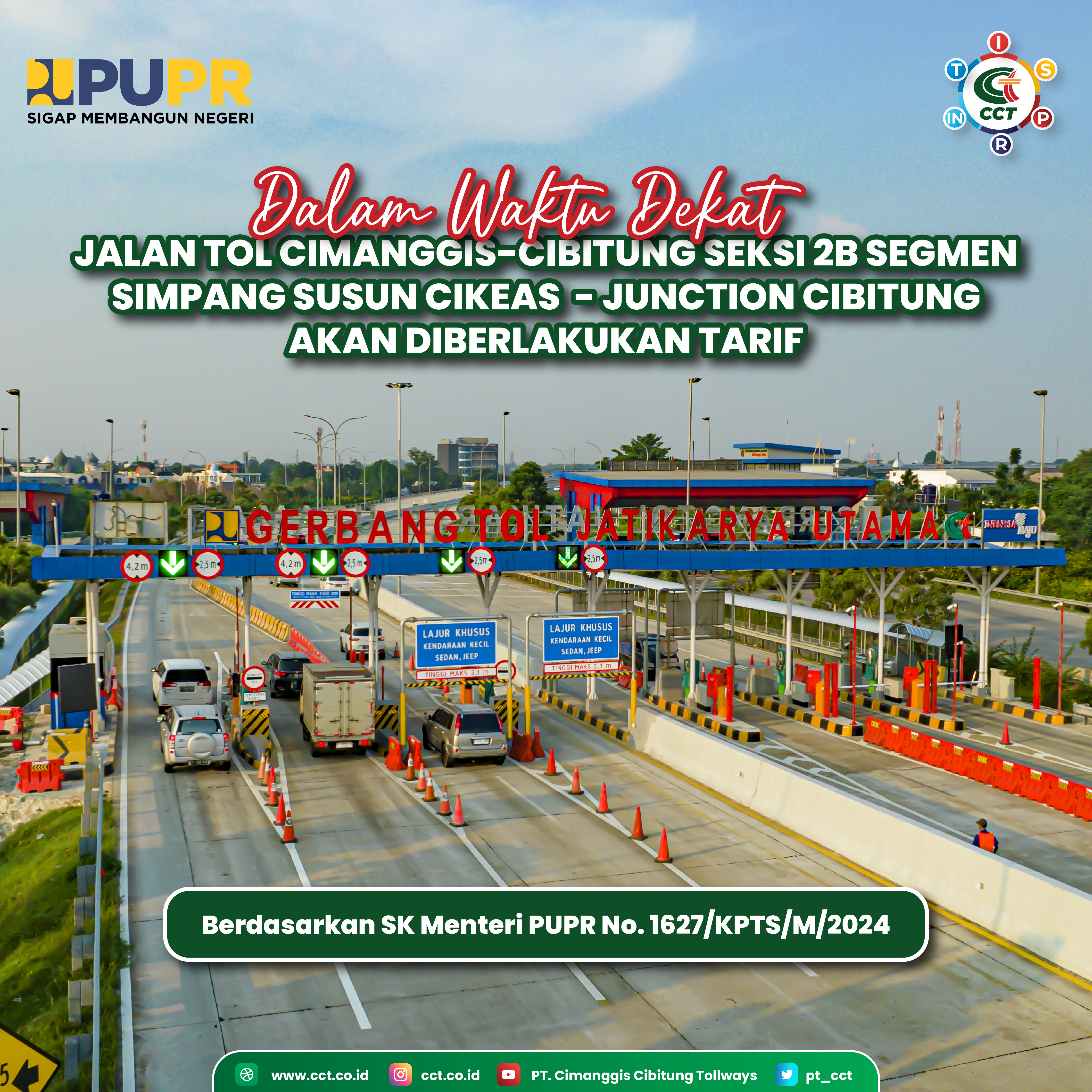 Read more about the article Dalam Waktu Dekat Jalan Tol Cimanggis Cibitung segmen SS. Cikeas – Junction Cibitung akan diberlakukan Tarif
